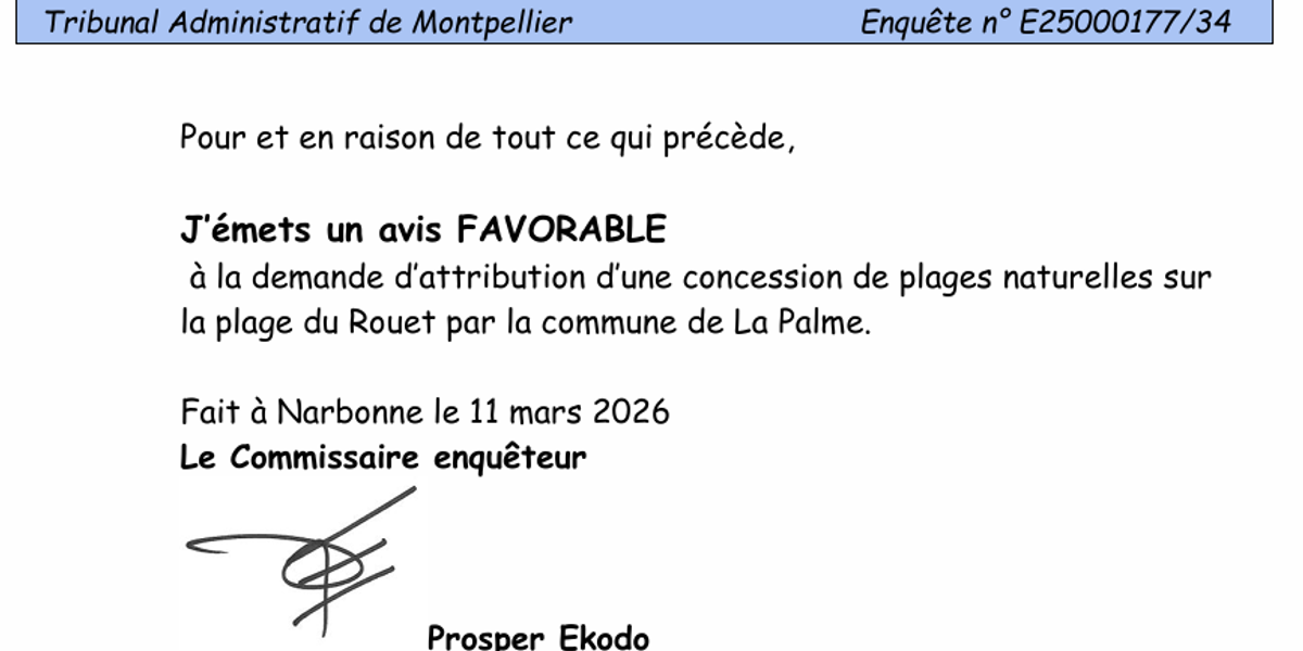 Enquête publique, avis favorable