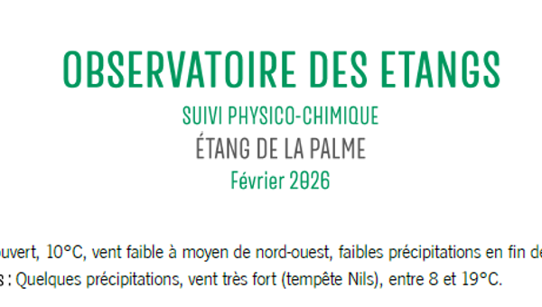 Mise à jour de l'observatoire des étangs