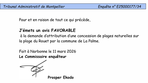 Enquête publique, avis favorable